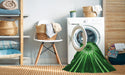 Machine Washable Transitional Deep Emerald Green Rug in a Washing Machine, wshpat138grn