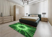 Patterned Deep Emerald Green Rug in a Bedroom, pat138grn