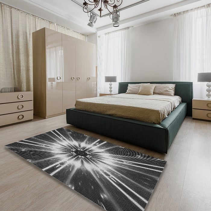 Patterned Gunmetal Gray Rug in a Bedroom, pat138gry