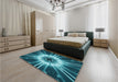 Patterned Medium Teal Green Rug in a Bedroom, pat138lblu