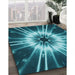 Machine Washable Transitional Medium Teal Green Rug in a Family Room, wshpat138lblu