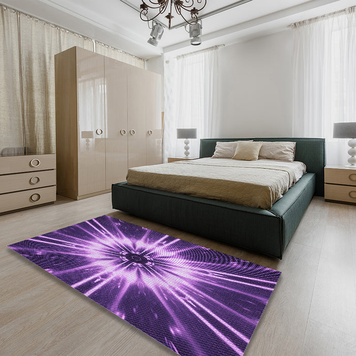Patterned Purple Rug in a Bedroom, pat138pur