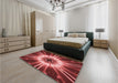 Patterned Cranberry Red Rug in a Bedroom, pat138rd