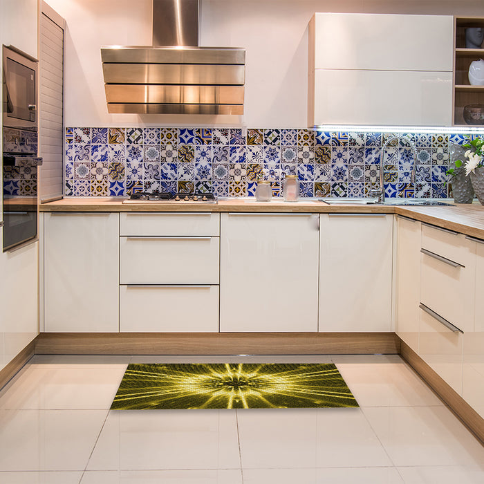 Patterned Brown Rug in a Kitchen, pat138yw
