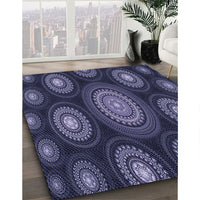 Patterned Night Blue Rug, pat1380blu