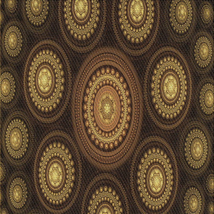 Round Patterned Black Brown Rug, pat1380brn