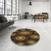 Round Patterned Black Brown Rug in a Office, pat1380brn