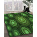 Patterned Dark Lime Green Rug in Family Room, pat1380grn