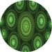 Round Patterned Dark Lime Green Rug, pat1380grn