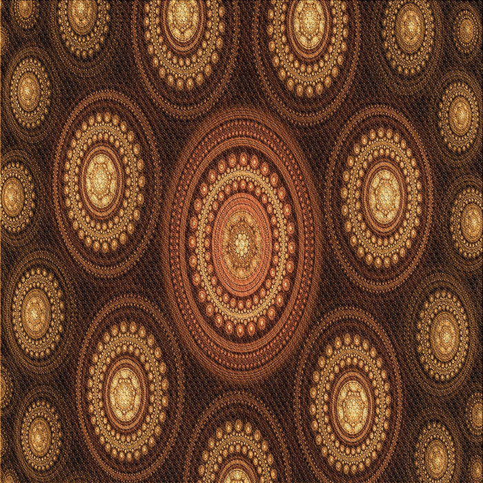Round Patterned Red Rug, pat1380org