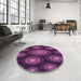 Round Patterned Orchid Purple Rug in a Office, pat1380pur