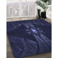 Patterned Deep Periwinkle Purple Rug, pat1381blu