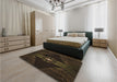 Patterned Midnight Gray Rug in a Bedroom, pat1381brn