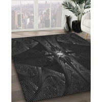 Patterned Midnight Gray Rug, pat1381gry