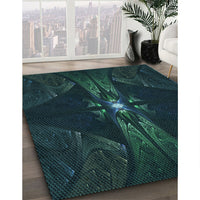 Patterned Black Rug, pat1381lblu