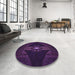 Round Patterned Deep Purple Rug in a Office, pat1381pur