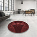 Round Patterned Fire Brick Red Rug in a Office, pat1381rd