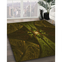 Patterned Dark Bronze Brown Rug, pat1381yw