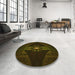 Round Patterned Dark Bronze Brown Rug in a Office, pat1381yw