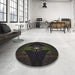 Round Patterned Black Novelty Rug in a Office, pat1381