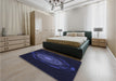 Patterned Deep Periwinkle Purple Rug in a Bedroom, pat1382blu