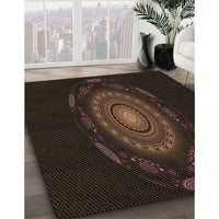 Patterned Midnight Gray Rug, pat1382brn