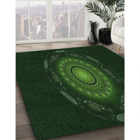 Patterned Deep Emerald Green Rug, pat1382grn