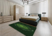 Patterned Deep Emerald Green Rug in a Bedroom, pat1382grn