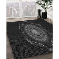 Patterned Black Rug, pat1382gry