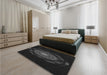 Patterned Black Rug in a Bedroom, pat1382gry