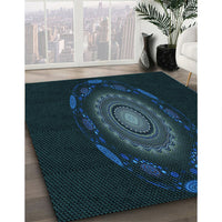 Patterned Black Rug, pat1382lblu