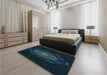 Patterned Black Rug in a Bedroom, pat1382lblu