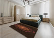 Patterned Red Brown Rug in a Bedroom, pat1382org