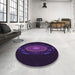 Round Patterned Deep Purple Rug in a Office, pat1382pur