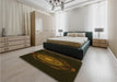 Patterned Dark Bronze Brown Rug in a Bedroom, pat1382yw