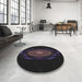 Round Patterned Black Novelty Rug in a Office, pat1382