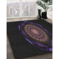 Patterned Black Novelty Rug, pat1382