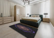 Patterned Black Novelty Rug in a Bedroom, pat1382