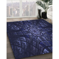 Patterned Deep Periwinkle Purple Rug, pat1383blu