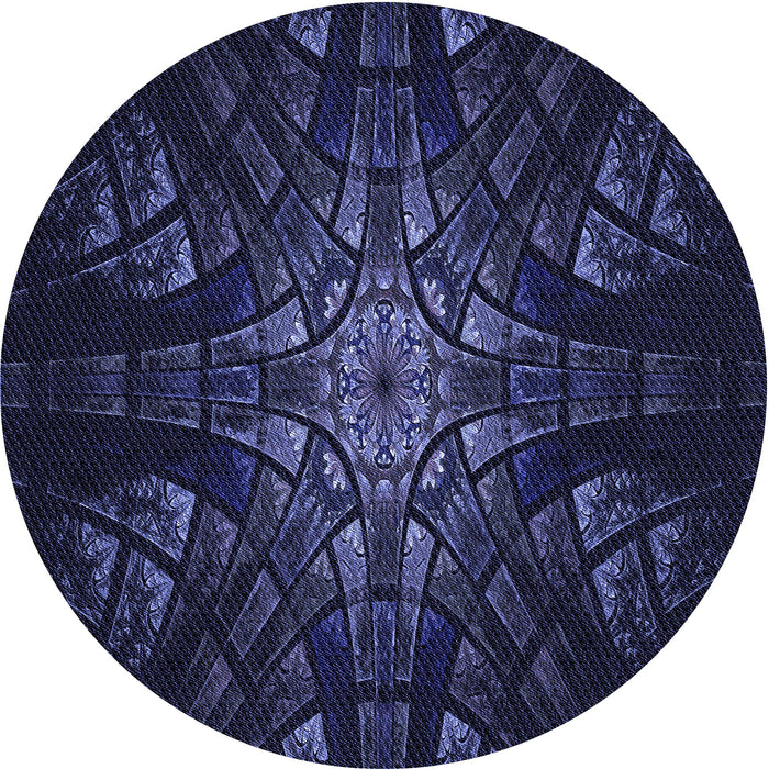 Square Patterned Deep Periwinkle Purple Rug, pat1383blu