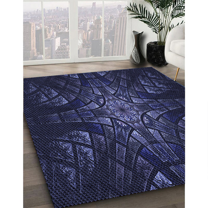 Machine Washable Transitional Deep Periwinkle Purple Rug in a Family Room, wshpat1383blu