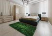 Patterned Green Rug in a Bedroom, pat1383grn