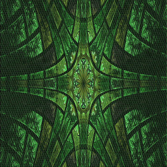 Machine Washable Transitional Green Rug, wshpat1383grn