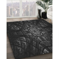 Patterned Black Rug, pat1383gry