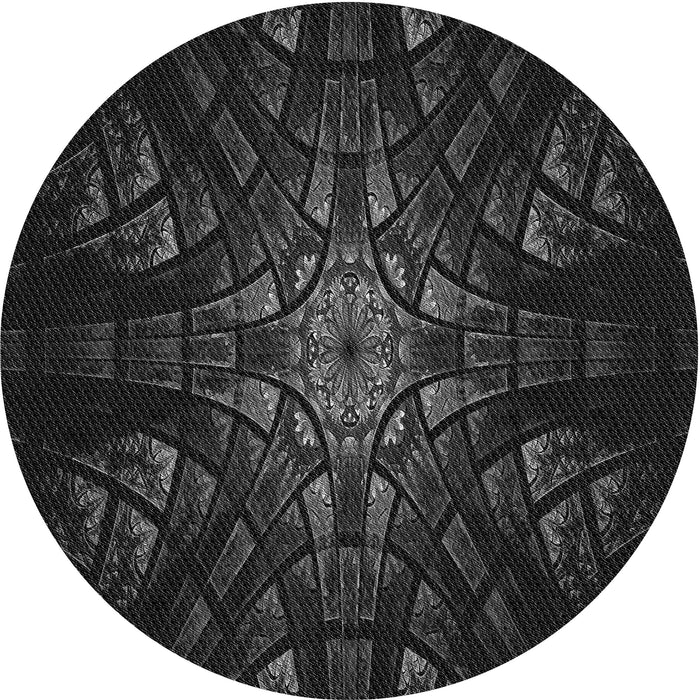 Square Patterned Black Rug, pat1383gry