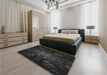 Patterned Black Rug in a Bedroom, pat1383gry