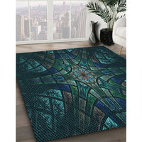 Patterned Black Rug, pat1383lblu