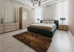 Patterned Saddle Brown Rug in a Bedroom, pat1383org