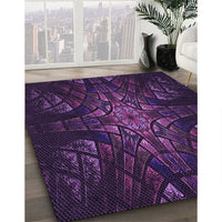 Patterned Deep Purple Rug, pat1383pur