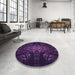 Round Patterned Deep Purple Rug in a Office, pat1383pur